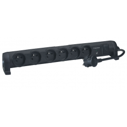 bloc multiprise - 6 x 2p+t - 1.5 mètres - noir...
