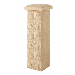 Bloc Pilier 30x30 Cm Bossele Beige , Ht 16.7 cm